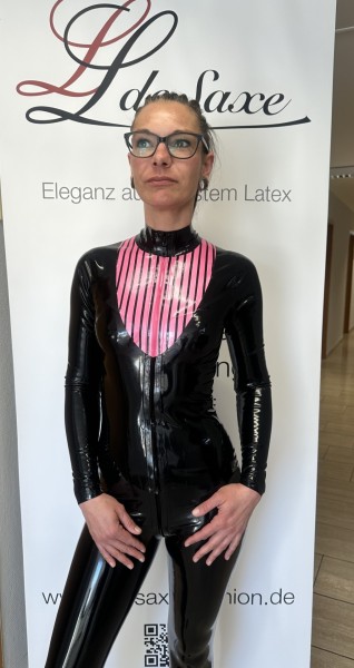 Latex Damen Bluse langarm im Nadelstreifen Design